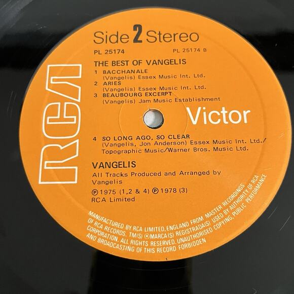 The Best Of Vangelis Vinyl LP 1978 RCA Victor PL 25174 UK Import - Picture 5 of 8